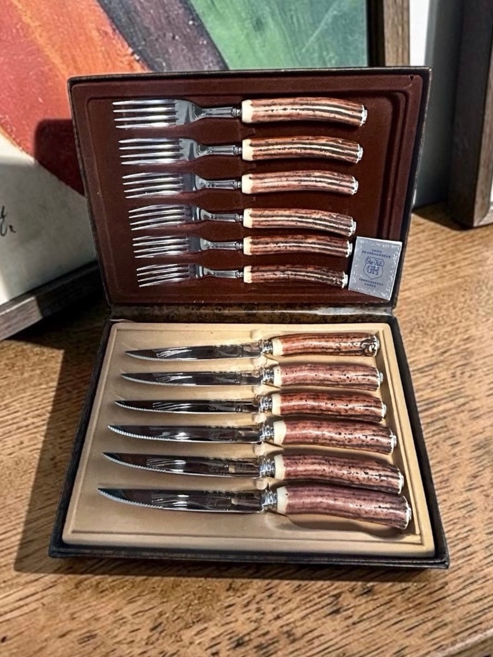 StagMaster by Glo-Hill Steak Knife and Fork Set - Faux Antler  - Home Dining